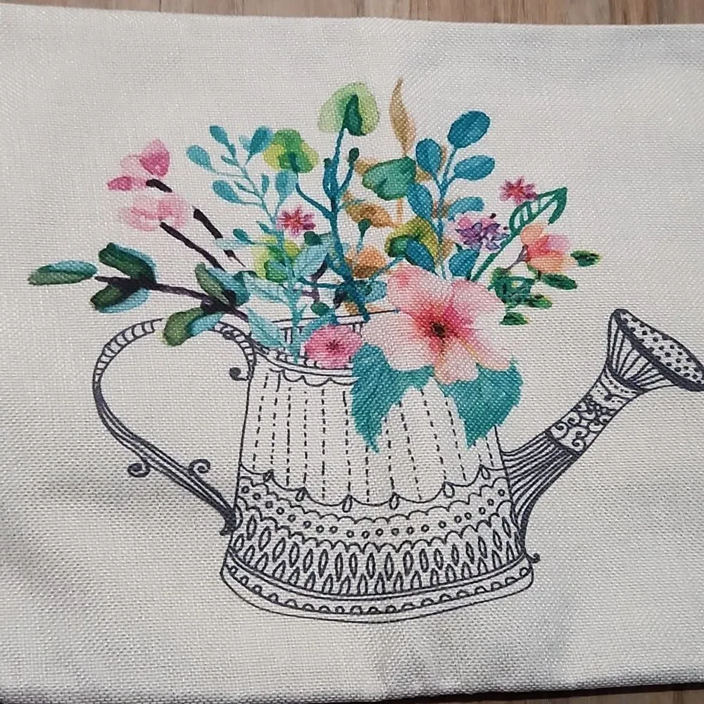 NWOT Burlap Rectangle Garden Bike Accent Pillow Covers